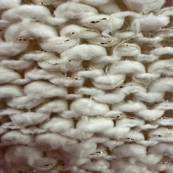 White House Black Market Cream with gold accent thread cardigan sweater, Size L - Picture 5 of 10